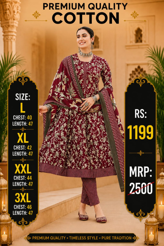 COTTON ANARKALI DRESS