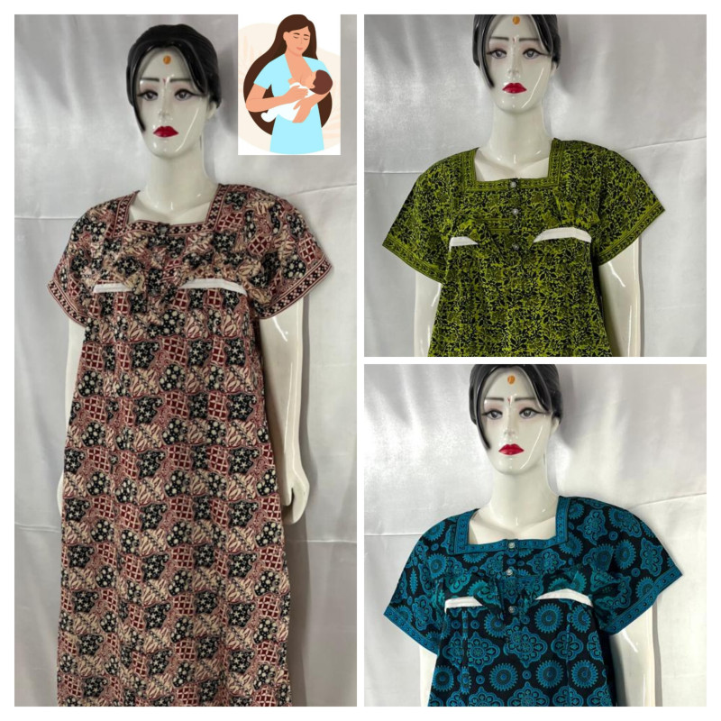 COTTON FEEDING NIGHTIES (3 PCS)