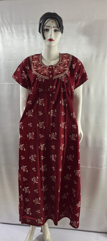 COTTON EMBRADE WORK NIGHTIES