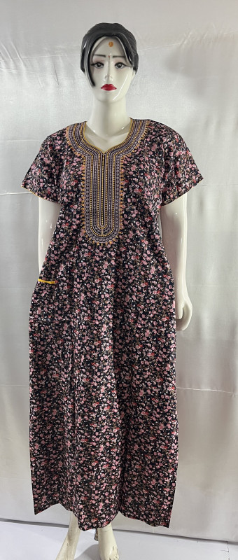 COTTON EMBRADE WORK NIGHTIES