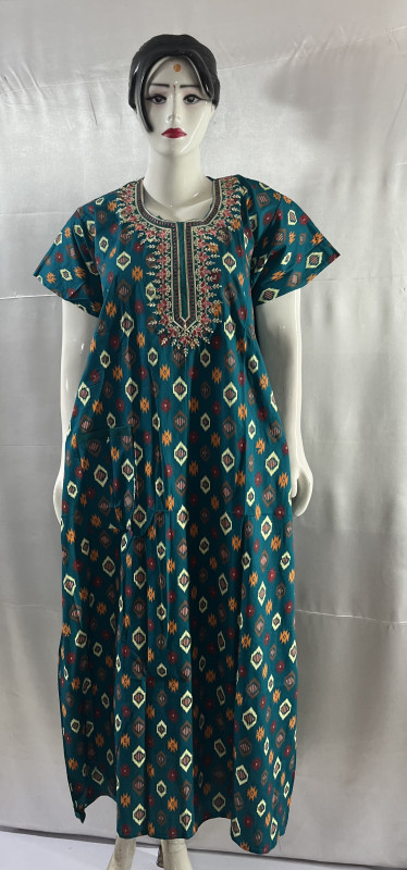 COTTON EMBRADE WORK NIGHTIES