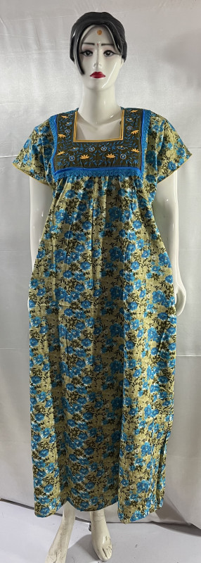 COTTON EMBRADE WORK NIGHTIES