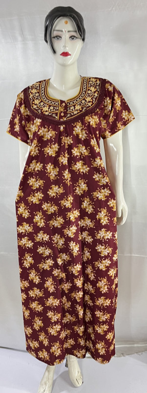 COTTON EMBROIDERY WORK NIGHTIES