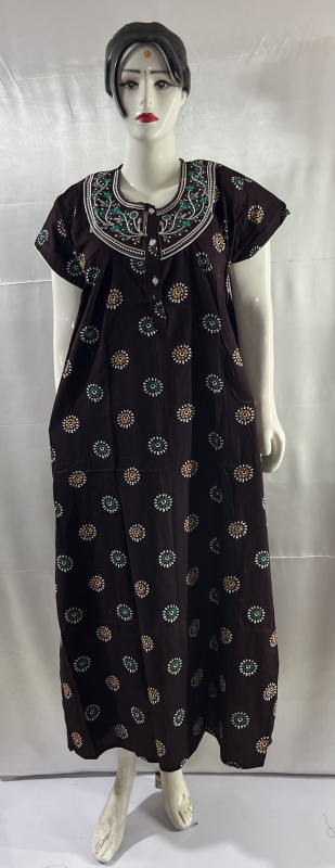 COTTON EMBRADE WORK NIGHTIES