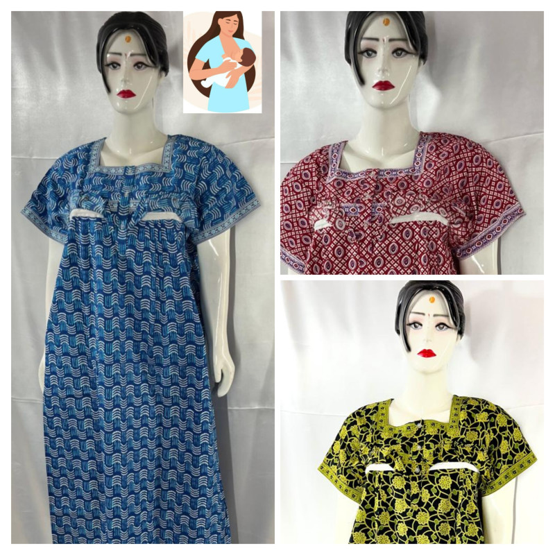 COTTON FEEDING NIGHTIES (3 PCS)