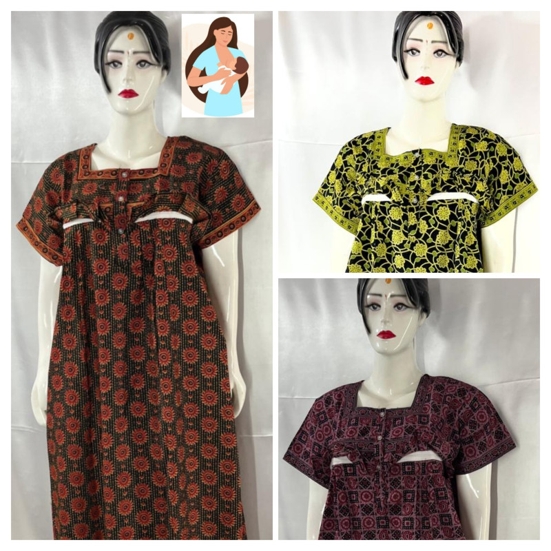 COTTON FEEDING NIGHTIES (3 PCS)