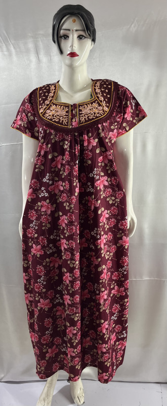 COTTON EMBRADE WORK NIGHTIES