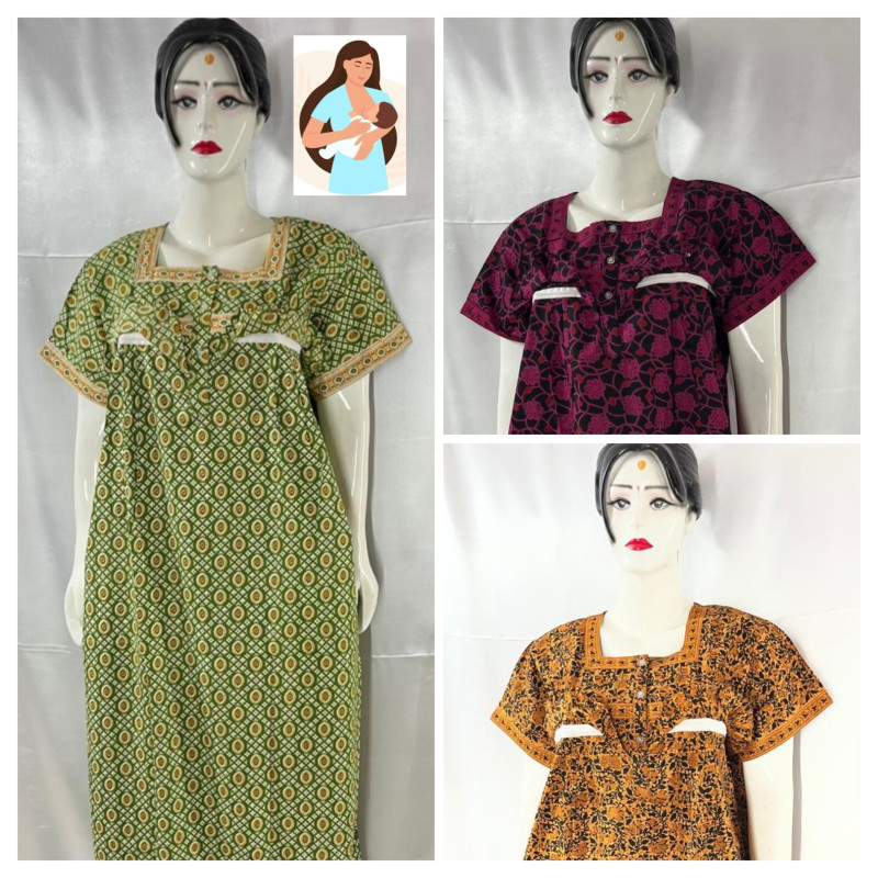 COTTON FEEDING NIGHTIES (3 PCS)