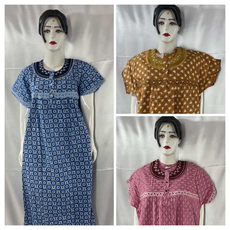 COTTON Embroidery Design  Nighties (3 pcs)