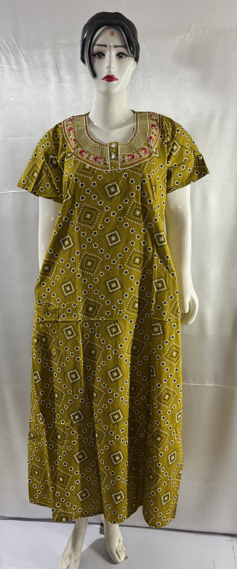 COTTON EMBRADE WORK NIGHTIES